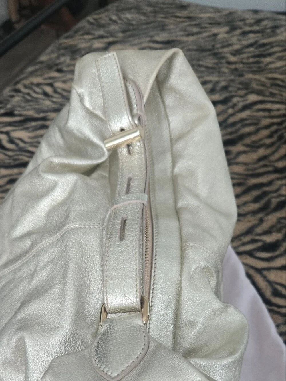 Authentic Jimmy Choo Metallic Gold Leather Hobo Bag
